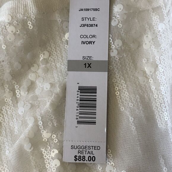 joseph a womens Sequin Front  Ivory Sweater Size 1X NWT - Picture 11 of 12